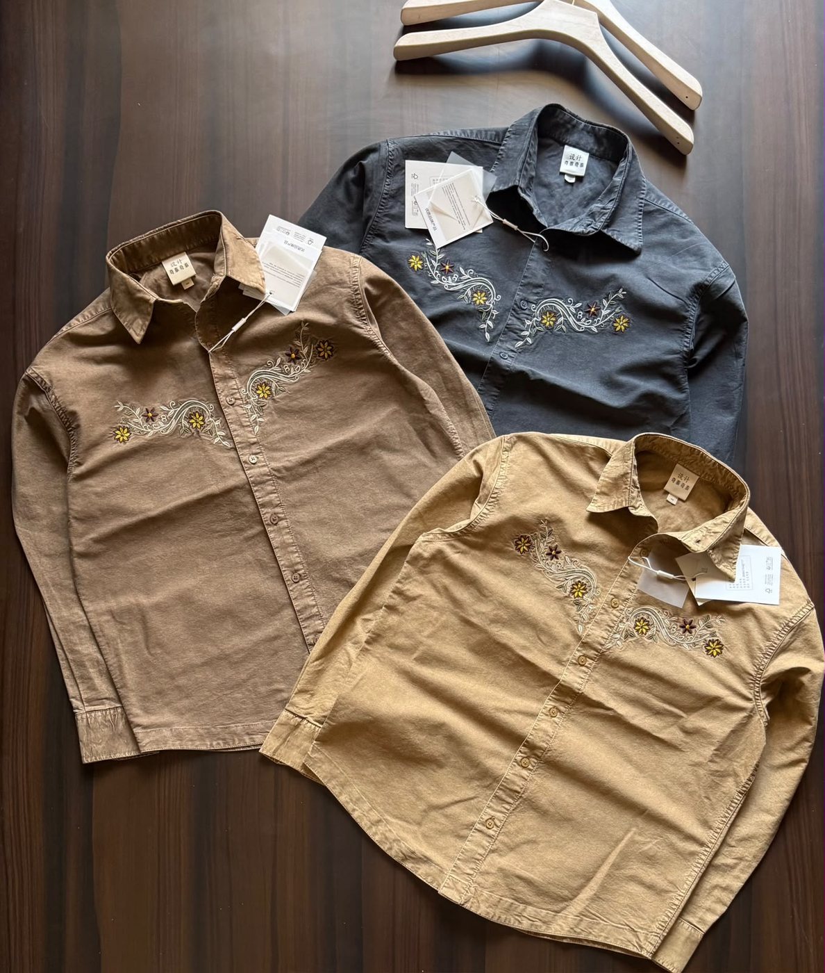 Floral Embroidered Twill Overshirt